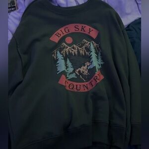 Dark green long sleeve sweater - Terra and Sky - 2X.
